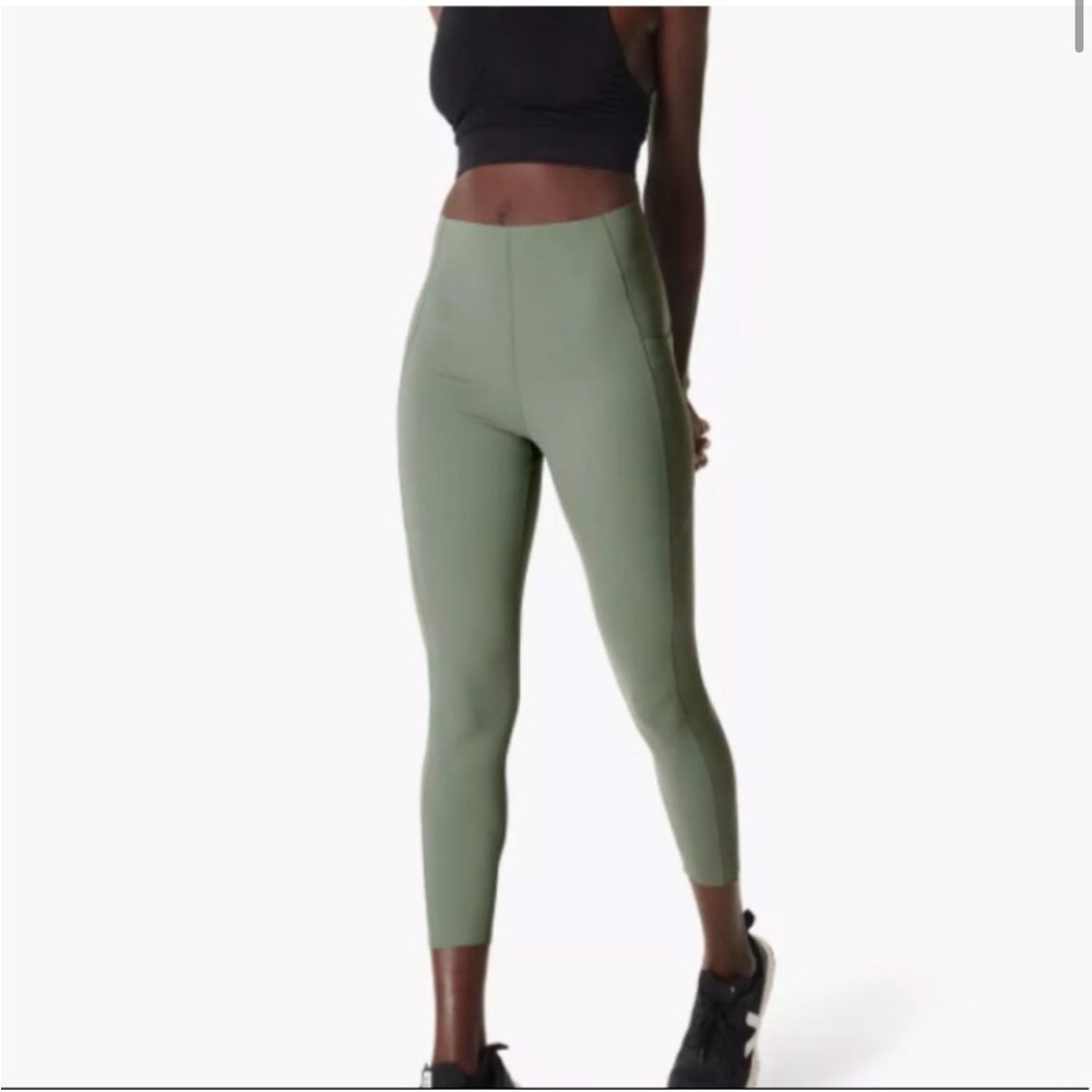 Sweaty Betty High Waisted Power 7/8 Leggings in Heath Green - Like New!